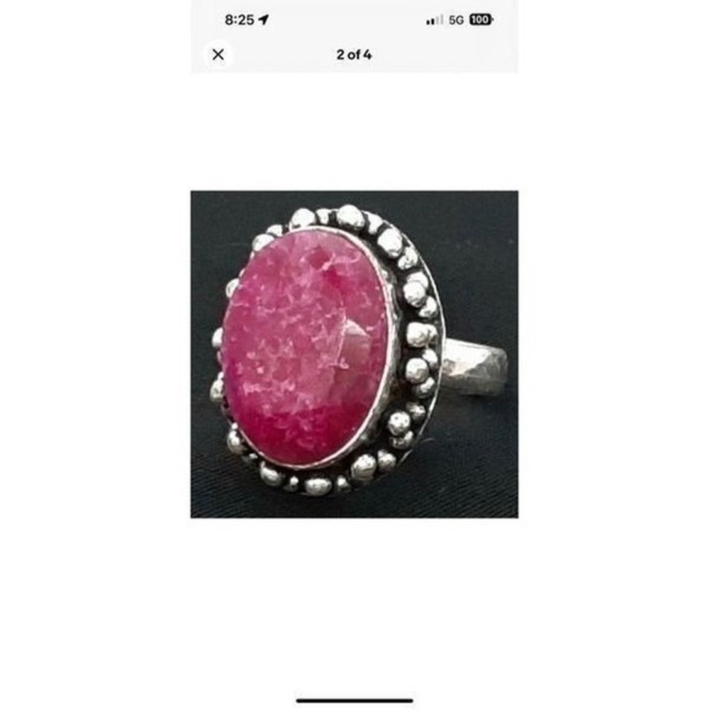 Vintage 12.86ctw Ruby Silver Ring Size 8 - Picture 3 of 4
